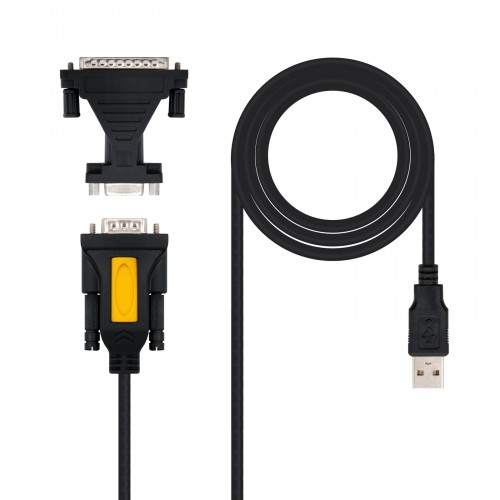 21538-Nanocable CONVERTIDOR USB A SERIE, TIPO A/M-RS232 DB9/M DB25/M, 1,8 M