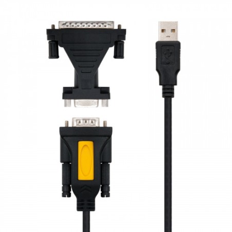 21539-Nanocable CONVERTIDOR USB A SERIE, TIPO A/M-RS232 DB9/M DB25/M, 1,8 M