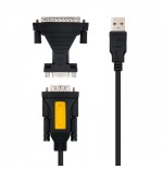 21539-Nanocable CONVERTIDOR USB A SERIE, TIPO A/M-RS232 DB9/M DB25/M, 1,8 M