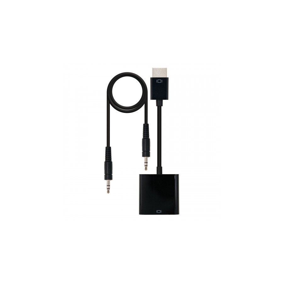 21560-Nanocable CONVERSOR HDMI A SVGA+AUDIO, HDMI/M-SVGA/H+3.5/H, NEGRO, 10 CM+1.0 M