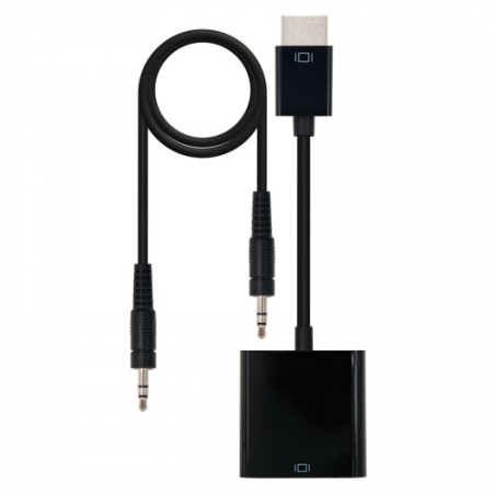 21560-Nanocable CONVERSOR HDMI A SVGA+AUDIO, HDMI/M-SVGA/H+3.5/H, NEGRO, 10 CM+1.0 M