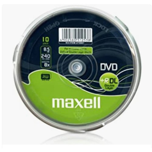 21712-MAXELL DVD 8,5 GB. GRABABLE. DOBLE CAPA. TARRINA 10 UNIDADES. 4X
