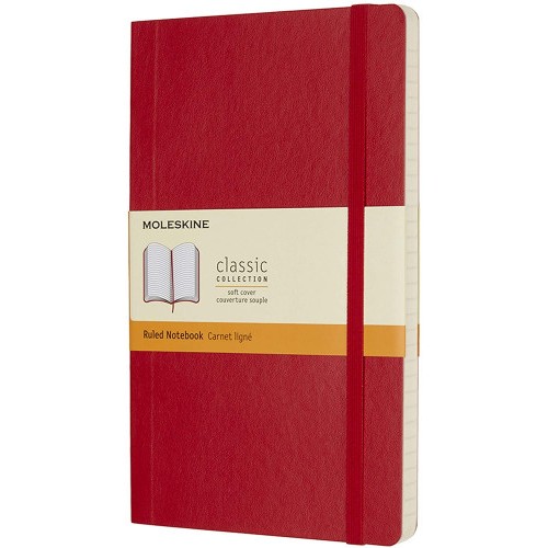 22-LIBRETA CLASICA TAPA BLANDA ROJO ESCARLATA L (13X21CM) RAYADA MOLESKINE QP616F2