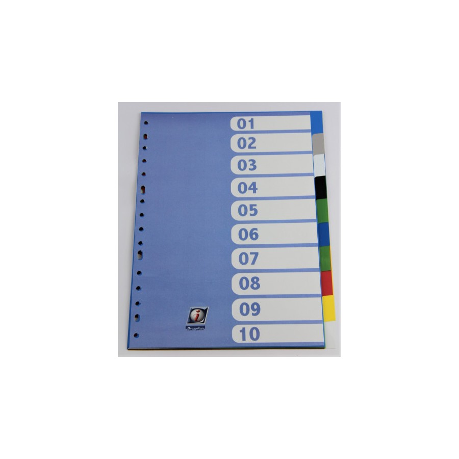 2202-SEPARADOR FORMATO FOLIO PVC MULTITALADRO 10 PESTANAS OPACO IBERPLAS 717OM