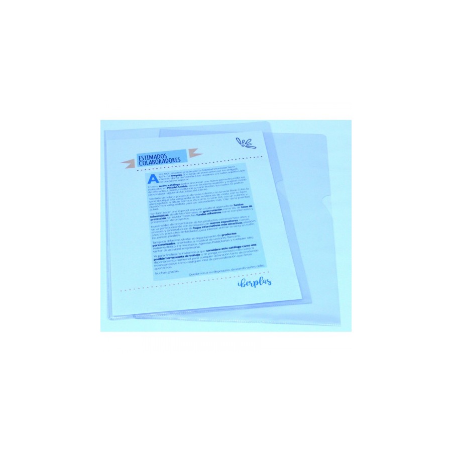 2205-CAJA 30 DOSSIER FORMATO FOLIO  "L" C/UNERO PVC CRISTAL 300 MICRAS IBERPLAS 25730