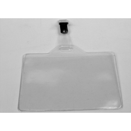 2209-CAJA 100 FUNDAS IDENTIFICACION PVC APAISADO 70x106MM CON PINZA IBERPLAS 1075P100