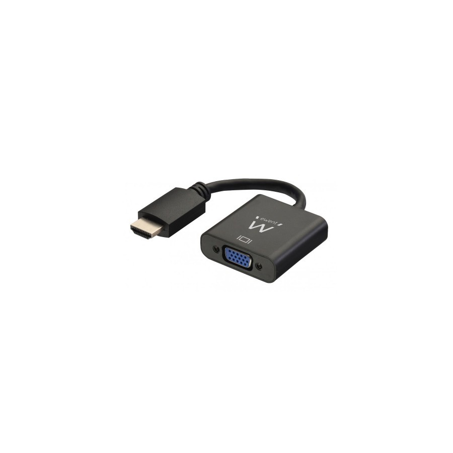22145-Ewent EW9864 adaptador de cable de video 0,2 m HDMI VGA, 3.5mm Negro