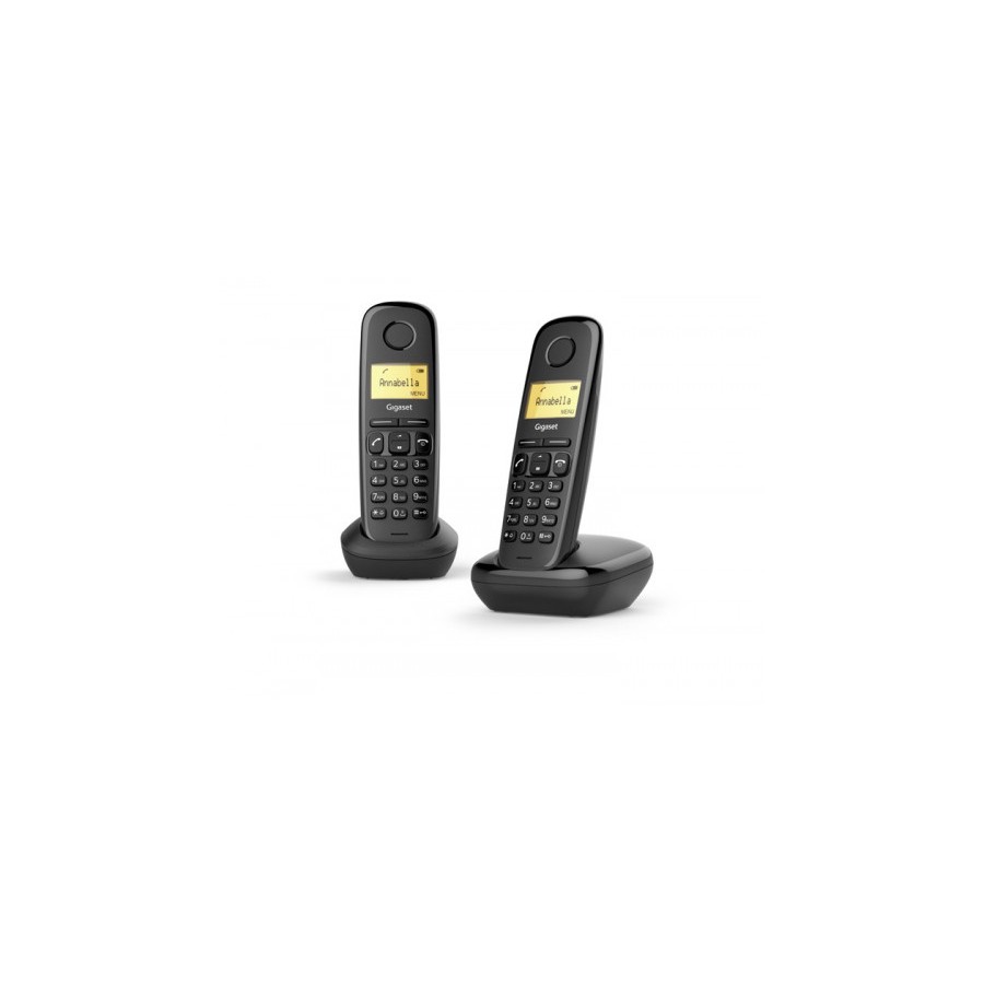22224-Gigaset A170 Duo Telefono DECT/analogico Negro Identificador de llamadas