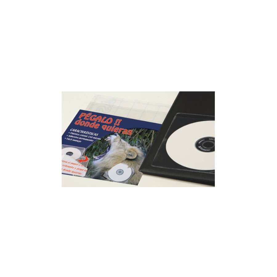 2224-CAJA 100 FUNDAS ADHESIVAS CD/DVD PVC CRISTAL 100 MICRAS IBERPLAS 479ACD100