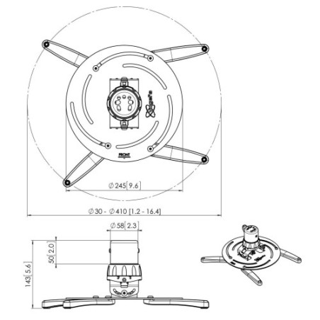 22295-VOGELS PPC 2500 PROJECTOR CEILLING MOUNT