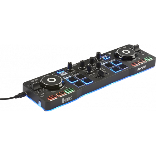 22397-Hercules Starlight Mesa de mezclas con opcion de realizar scratch conectando un CDJ 2 canales Negro
