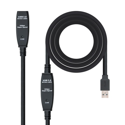 22492-Nanocable Cable USB 3.0 prolongador con amplificador, tipo A/M-A/H, 10m