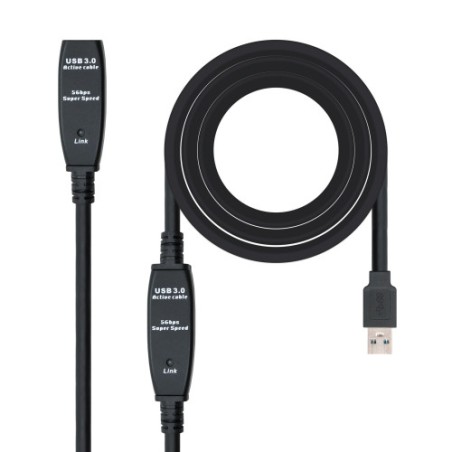 22492-Nanocable Cable USB 3.0 prolongador con amplificador, tipo A/M-A/H, 10m