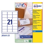 2259-PAQUETE 25 HOJAS ETIQUETAS BLANCAS QUICK DRY-IMPRESORAS DE INYECCION DE TINTA-63,5X38,1 MM AVERY J8160-25