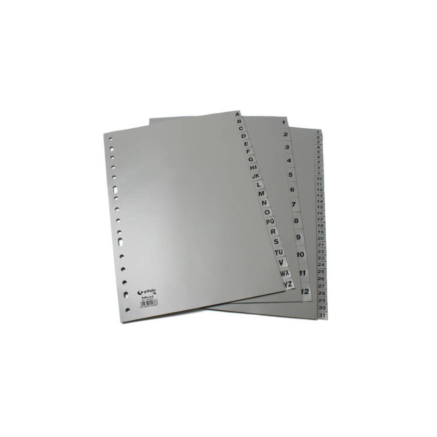 22781-JUEGO NUMERICO XS 1-12 FOLIO POLIPROPILENO GRIS GRAFOPLAS 44412071