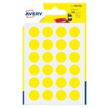 2285-PAQUETE 7 HOJAS ETIQUETAS REDONDAS GOMETS AMARILLAS 15MM DIAMETRO AVERY PSA15J