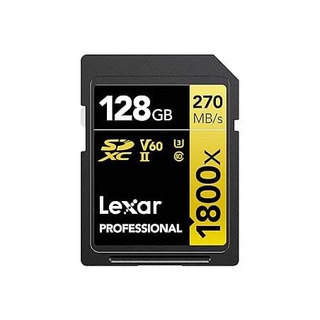 22932-LEXAR 128GB PROFESSIONAL 1800X SDXC UHS-II CARDS,  UP TO 280MB/S READ 210MB/S WRITE C10 V60 U3