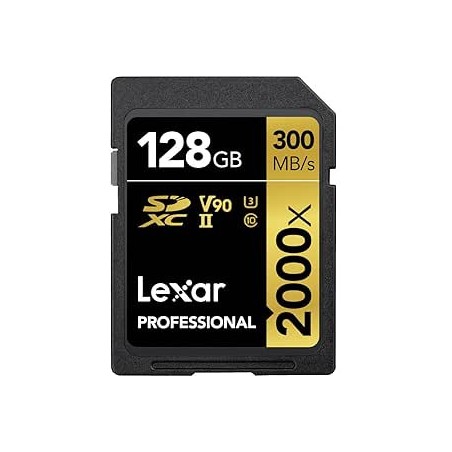 22934-LEXAR 128GB PROFESSIONAL 2000X SDXC UHS-II CARDS, UP TO 300MB/S READ 260MB/S WRITE C10 V90 U3