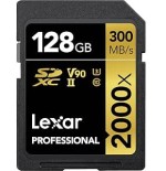 22934-LEXAR 128GB PROFESSIONAL 2000X SDXC UHS-II CARDS, UP TO 300MB/S READ 260MB/S WRITE C10 V90 U3
