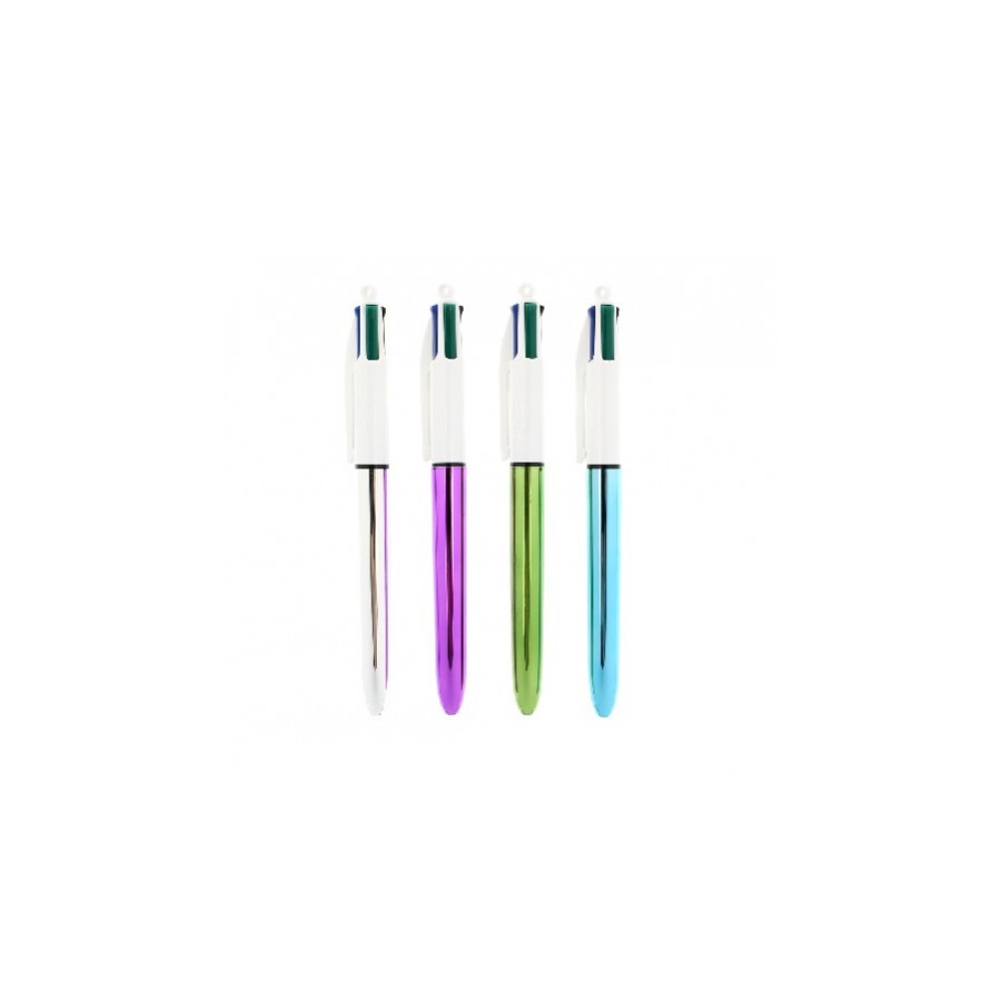 22973-BOLIGRAFO 4 COLORES SHINE PUNTA FINA COLOR PLATA AZUL/NEGRO/ROJO Y VERDE BIC 982873