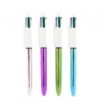 22973-BOLIGRAFO 4 COLORES SHINE PUNTA FINA COLOR PLATA AZUL/NEGRO/ROJO Y VERDE BIC 982873