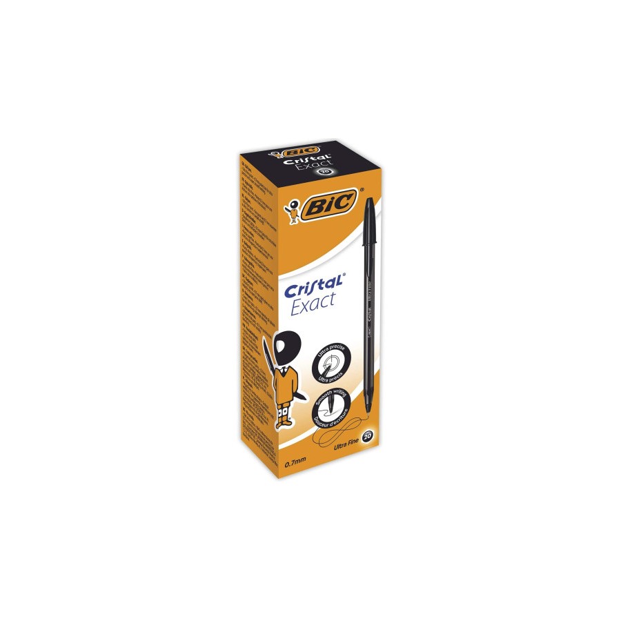 22984-BIC Cristal Exact Negro Boligrafo Ultrafino 20 pieza(s)