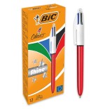 22986-BOLIGRAFO DE 4 COLORES SHINE 1MM CON CUERPO ROJO METALICO BIC 982877