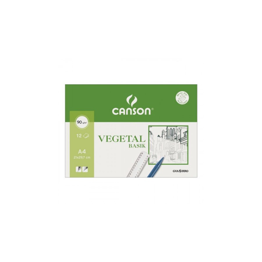 22987-PAQUETE 12 HOJAS PAPEL VEGETAL A4 90G GUARRO CANSON C200407621