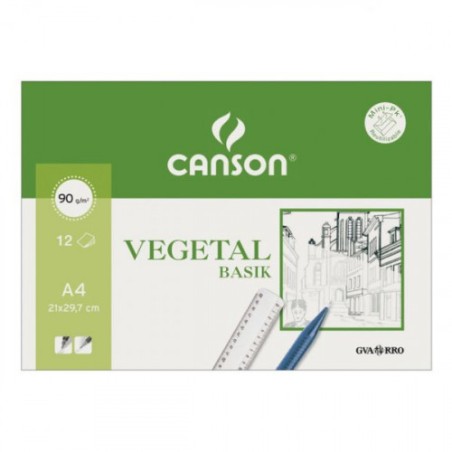 22987-PAQUETE 12 HOJAS PAPEL VEGETAL A4 90G GUARRO CANSON C200407621