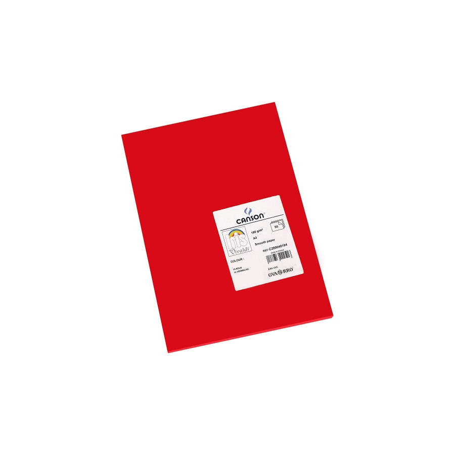 22998-PACK 50 HOJAS CARTULINA IRIS A3 185G ROJO CANSON C200040194