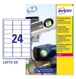 2300-PAQUETE 20 HOJAS ETIQUETAS DE POLIESTER BLANCO-IMPRESORAS LASER-63,5X33,9 MM AVERY L4773-20