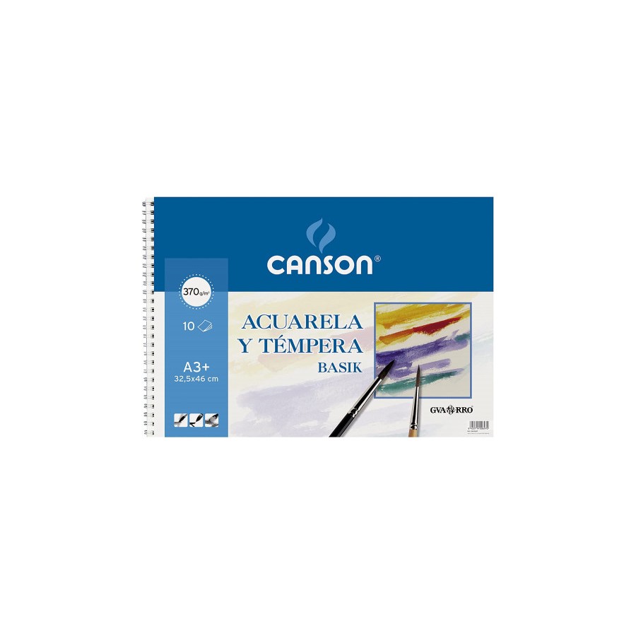 23003-BLOC ESCOLAR BASIK 370 GR. PARA TEMPERA Y ACUARELA  A3+ 10 HOJAS GUARRO CANSON C200400697