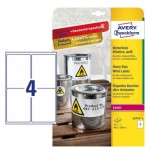 2302-PAQUETE 8 HOJAS ETIQUETAS DE POLIESTER BLANCO PARA IMPRESORAS LASER 99,1X139 MM AVERY L4774-8