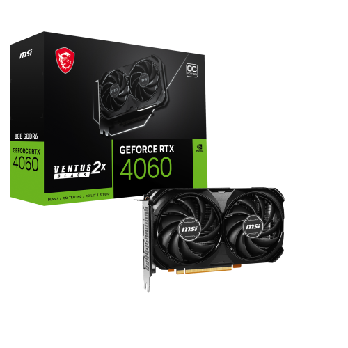 23025-MSI GEFORCE RTX 4060 VENTUS 2X BLACK 8G OC tarjeta grafica NVIDIA 8 GB GDDR6