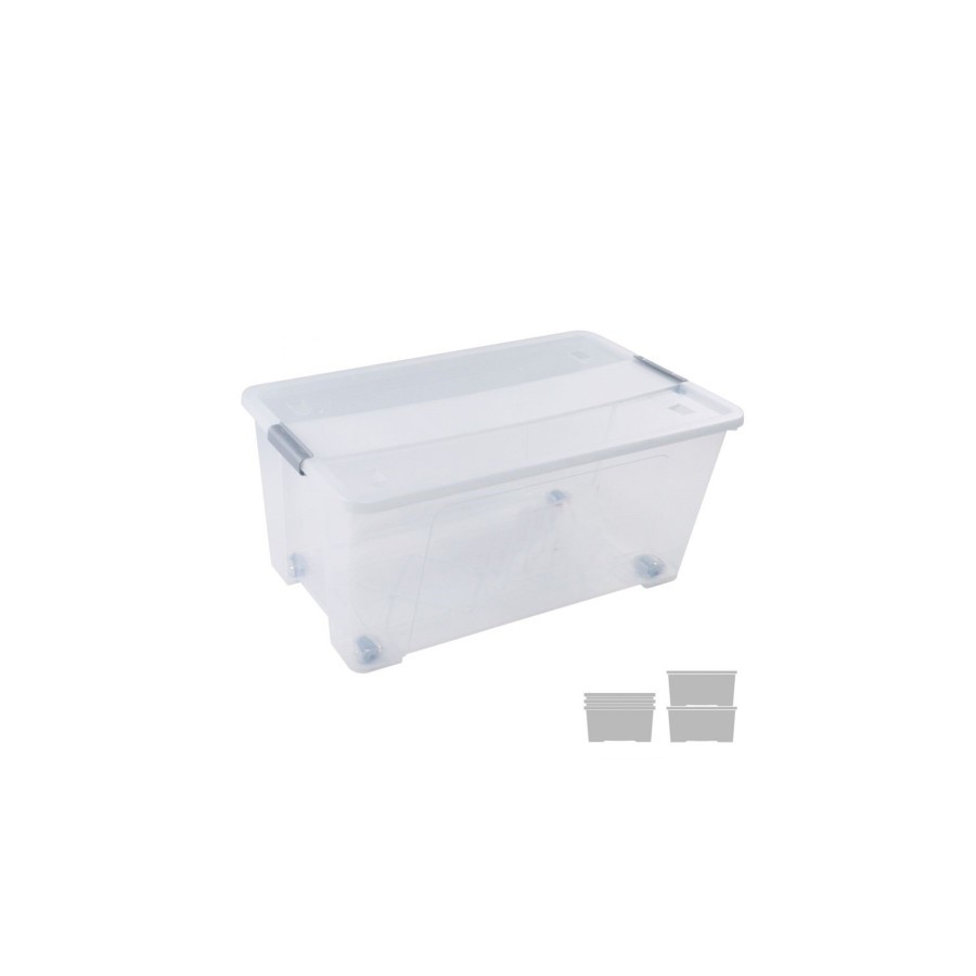 23029-CAJA DE ALMACENAJE CON TAPA Y RUEDAS 61 LITROS 40X68X31CM PP TRANSPARENTE ARCHIVO 2000 CP1482061 CS TP