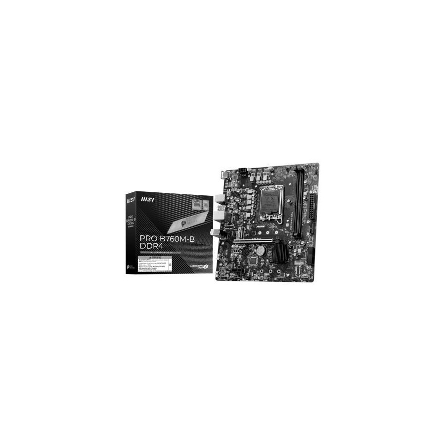 23073-PLACA MSI PRO B760M-B DDR4,INTEL,1700,B760,2DDR4,128GB,HDMI,4SATA+1M.2,4USB3.2,GBLAN,MATX