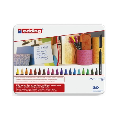 23109-ESTUCHE 20 ROTULADORES PUNTA FINA 1200 SURTIDOS 0.5-1MM EDDING 1200-20-S