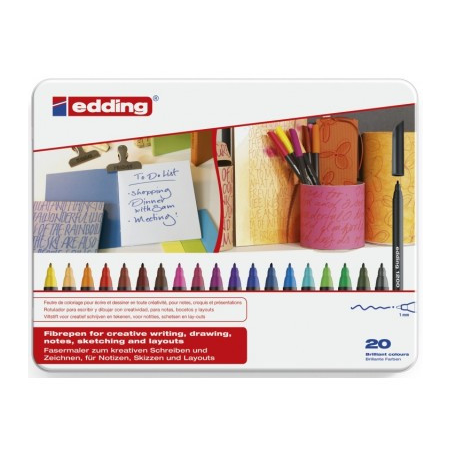 23109-ESTUCHE 20 ROTULADORES PUNTA FINA 1200 SURTIDOS 0.5-1MM EDDING 1200-20-S
