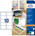 2316-PAQUETE 25 HOJAS TARJETAS DE VISITA BLANCAS 200G QUICK CLEAN-ECOLOGICAS-IMPRESORAS LASER-85X54 MM AVERY C32011-25