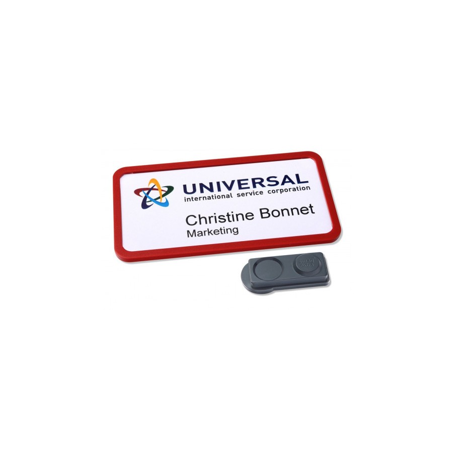 2327-CAJA 10 PORTANOMBRES OFFICE BADGE ROJO CON IMAN EXTRA FUERTE--37 X 75 MM AVERY 4839R-L
