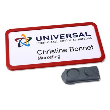 2327-CAJA 10 PORTANOMBRES OFFICE BADGE ROJO CON IMAN EXTRA FUERTE--37 X 75 MM AVERY 4839R-L