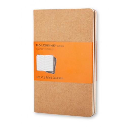 23368-SET DE 3 LIBRETAS CAHIER MARRON KRAFT P (9X14CM) RAYAS MOLESKINE QP411
