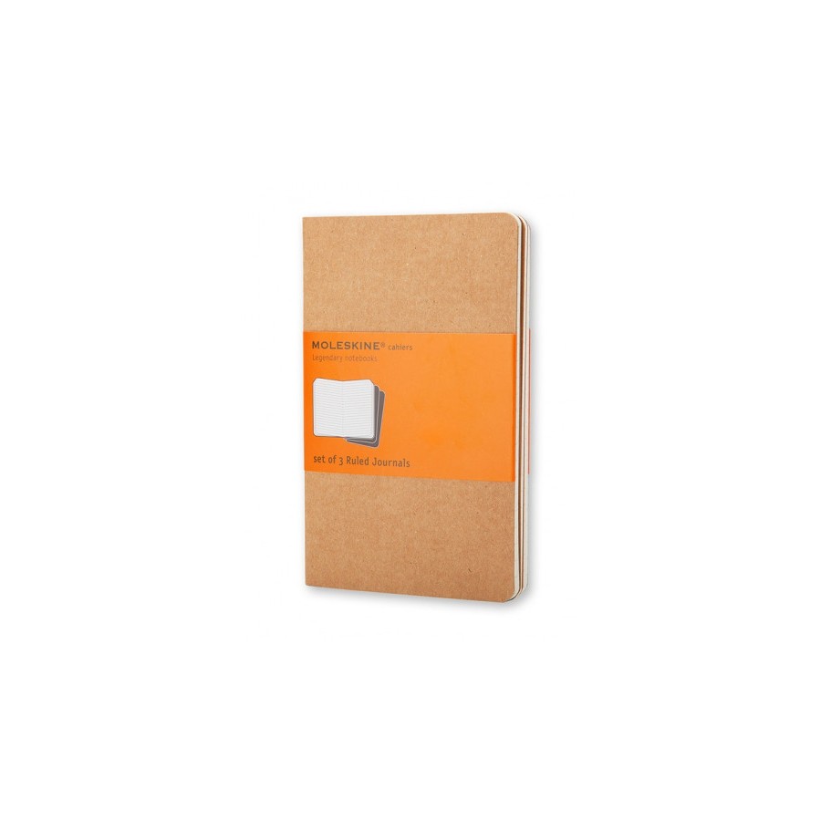 23368-SET DE 3 LIBRETAS CAHIER MARRON KRAFT P (9X14CM) RAYAS MOLESKINE QP411
