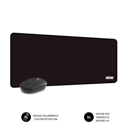 23427-SUBBLIM Alfombrilla con Raton Harmony Pack Mousepad XL + Wireless Mouse Black