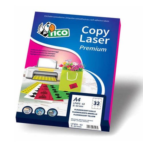 2373-CAJA 70 HOJAS ETIQUETAS NARANJA FLUORESCENTE CON ESQUINAS REDONDAS-LASER/INYECCION DE TINTA/FOTOCOPIADORAS-200X142