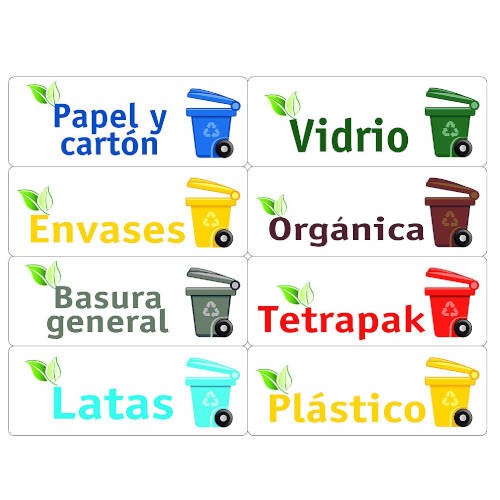 2385-KIT 24 ETIQUETAS PARA BASURA SURTIS, 120X45MM, 3 HOJAS TICO KIT-OF24-ES