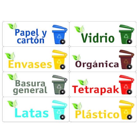 2385-KIT 24 ETIQUETAS PARA BASURA SURTIS, 120X45MM, 3 HOJAS TICO KIT-OF24-ES