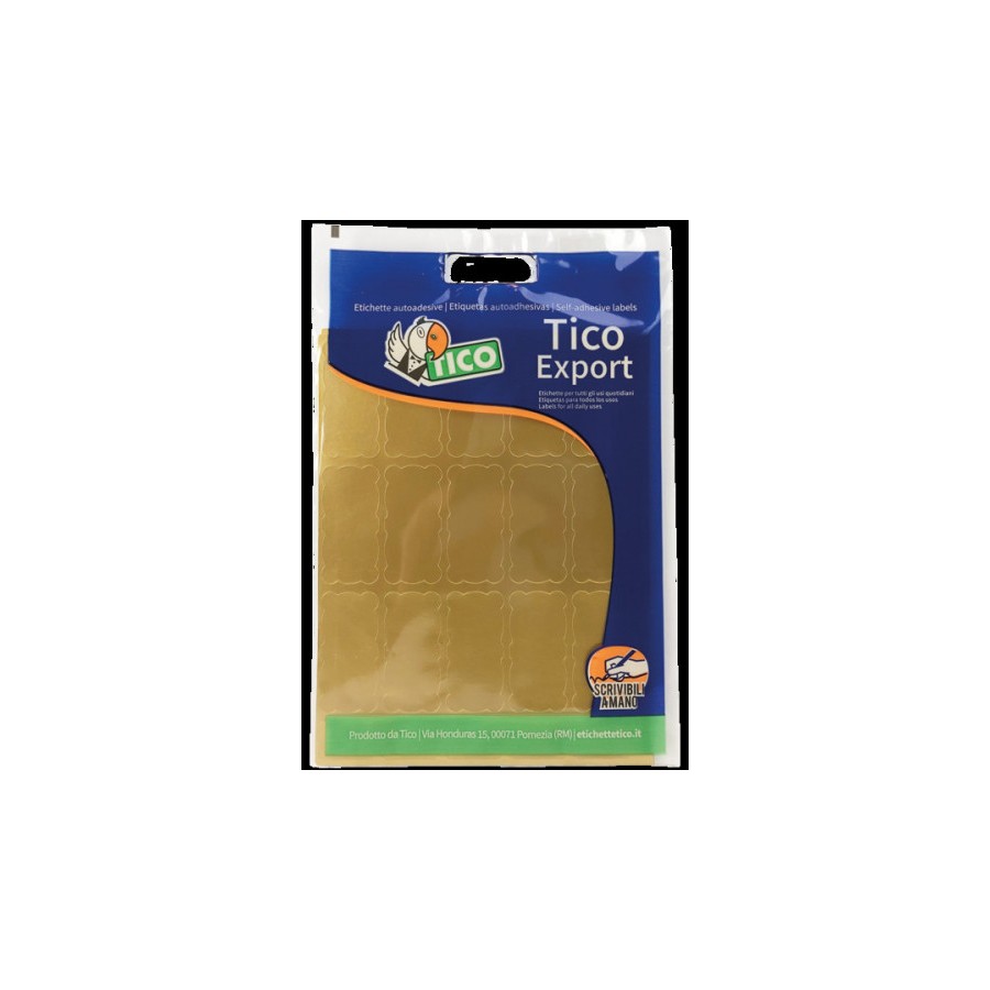 2389-PAQUETE 10 HOJAS ETIQUETAS SATINADAS ORO 45X21 MM TICO E-GL-4521