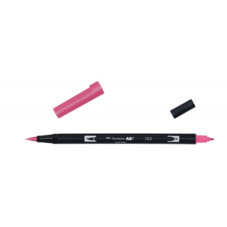 2444-ROTULADOR DOBLE PUNTA PINCEL COLOR HOT PINK TOMBOW ABT-743