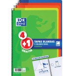 24473-PACK 4+1 CUADERNO ESPIRAL TAPA BLANDA FOLIO 80 HOJAS 4X4 CON MARGEN COLORES VIVOS OXFORD 400027271